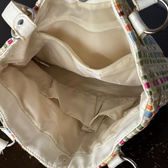 Lina Handbag Tote Purse Weave Pattern Magnetic Snap Interior Pockets Multicolor - Picture 8 of 8